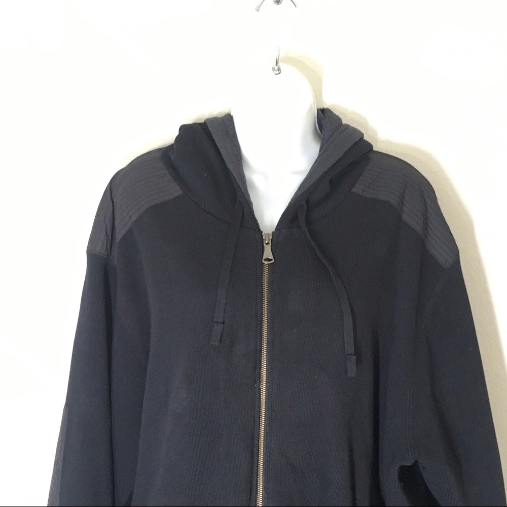 Hawke & Co Black Ribbed Hooded Sweater Jac…